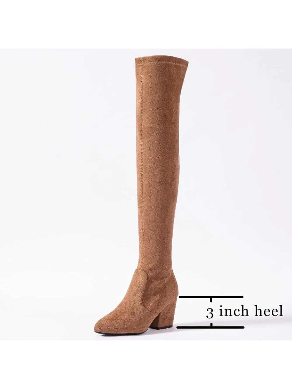 Women Brown Suede Pointed Toe Flat Comfort Over the Knee Thigh High Boots